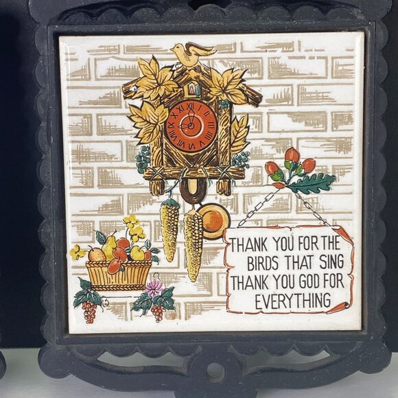 Vintage Cast Iron Metal Tile Wall Trivets Set of 2 - Picture 5 of 8